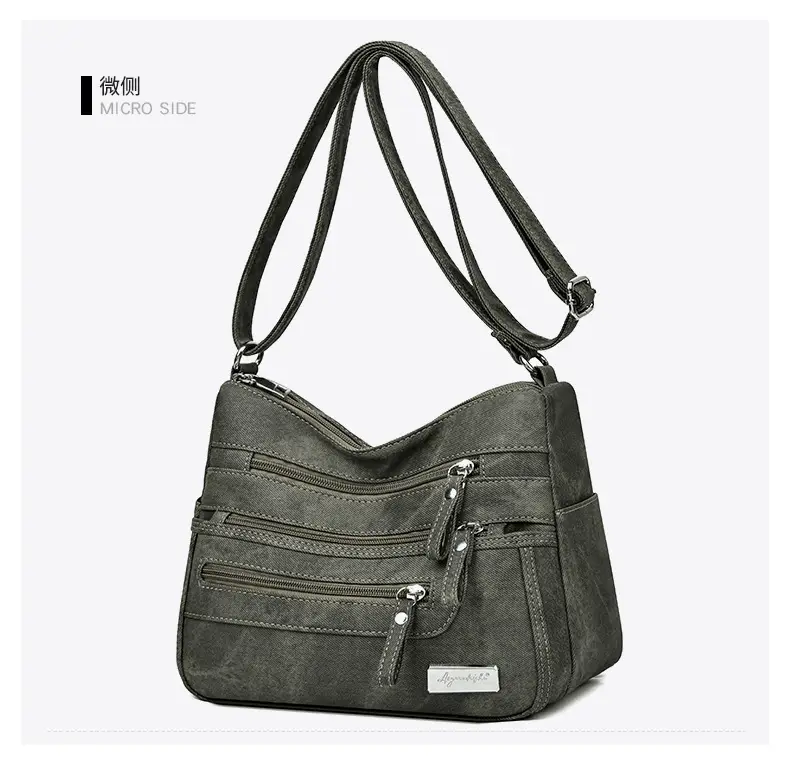 Retro Green Shoulder Bag for Women with 5 Pockets — feature 24