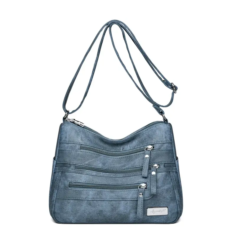 Retro Green Shoulder Bag for Women with 5 Pockets