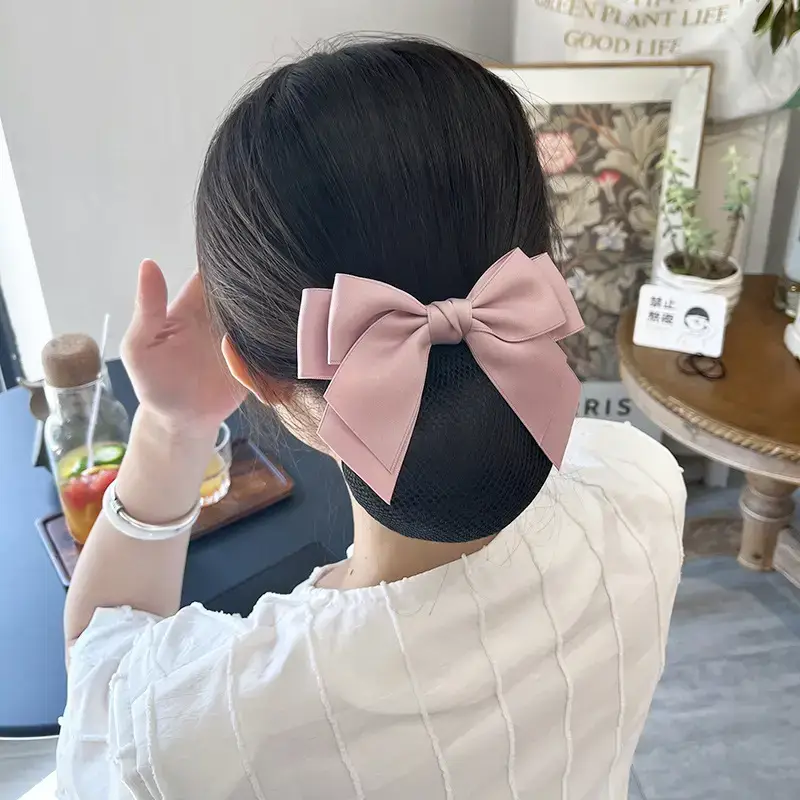 Pink Bow Hairnet for Women Hospital Use - Image 5