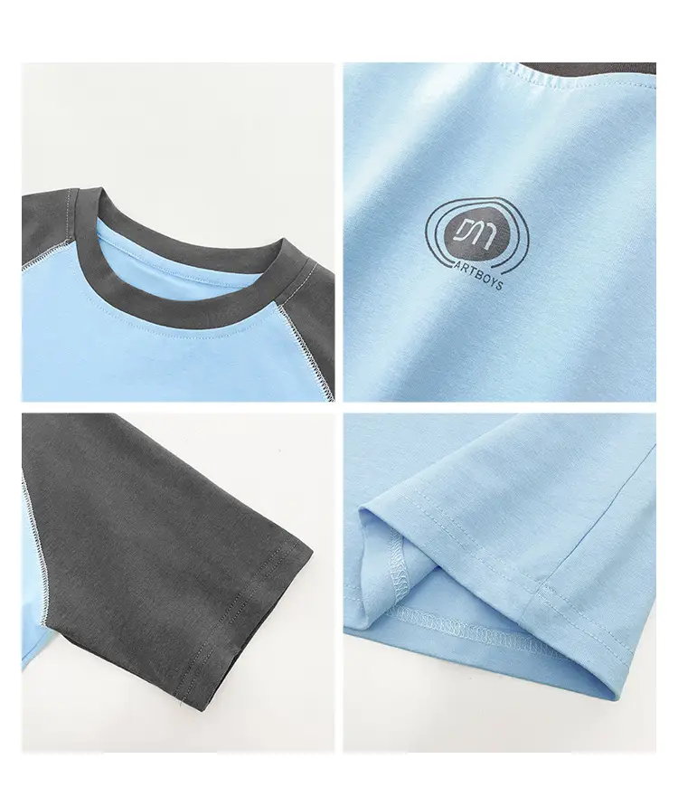 Boys Pure Cotton Raglan Sleeve T-Shirt White Yellow Korean Style — feature 4