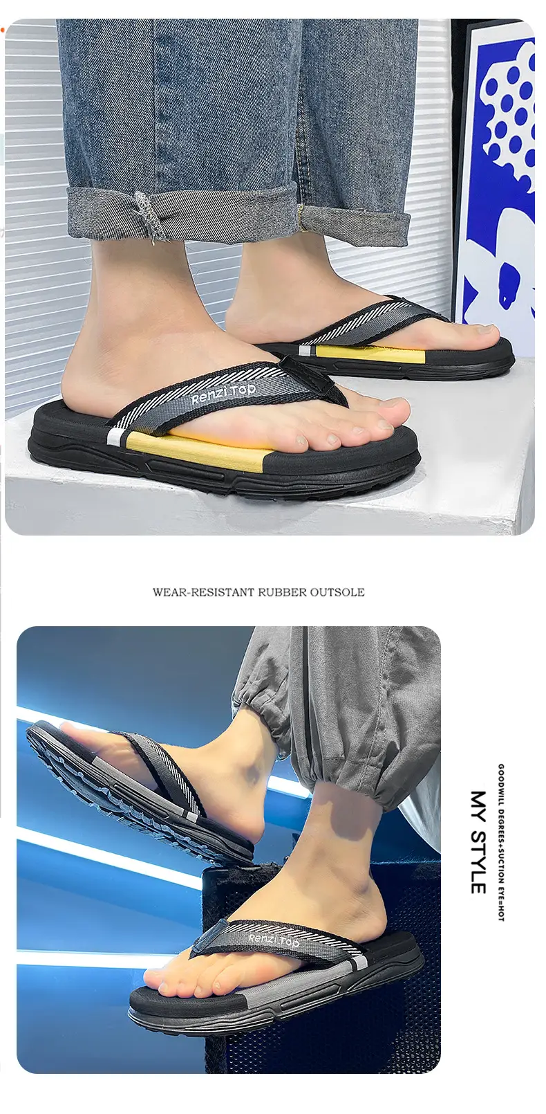 Summer men's flip-flops wholesale outdoor leisure beach sandals men's non-slip wear-resistant flip-flops — feature 11