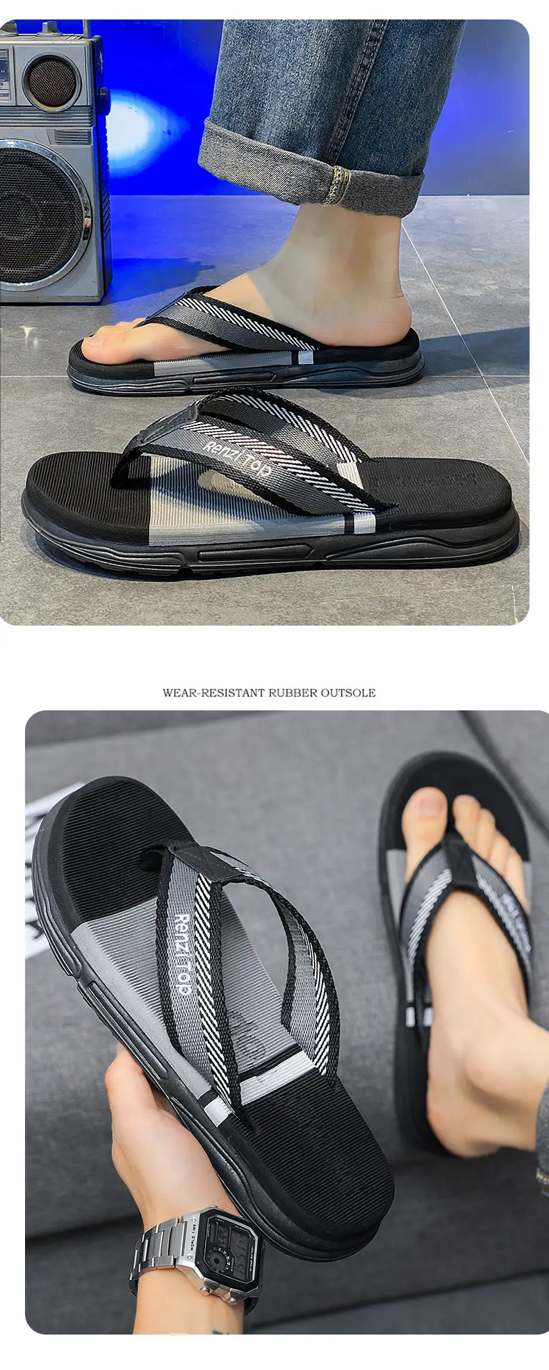 Summer men's flip-flops wholesale outdoor leisure beach sandals men's non-slip wear-resistant flip-flops — feature 12