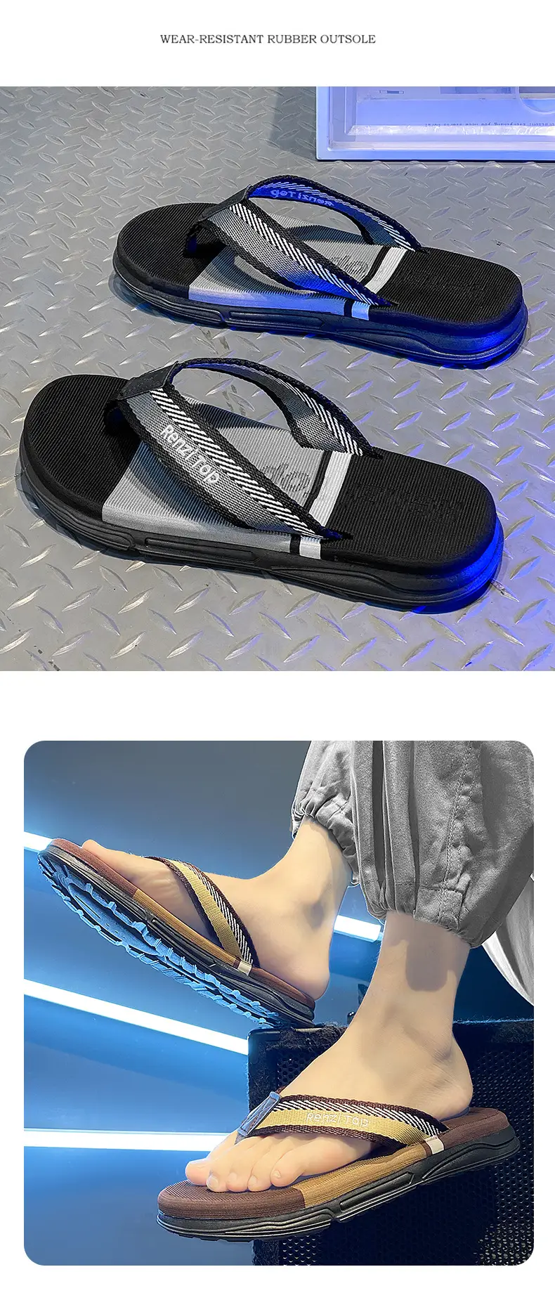 Summer men's flip-flops wholesale outdoor leisure beach sandals men's non-slip wear-resistant flip-flops — feature 13