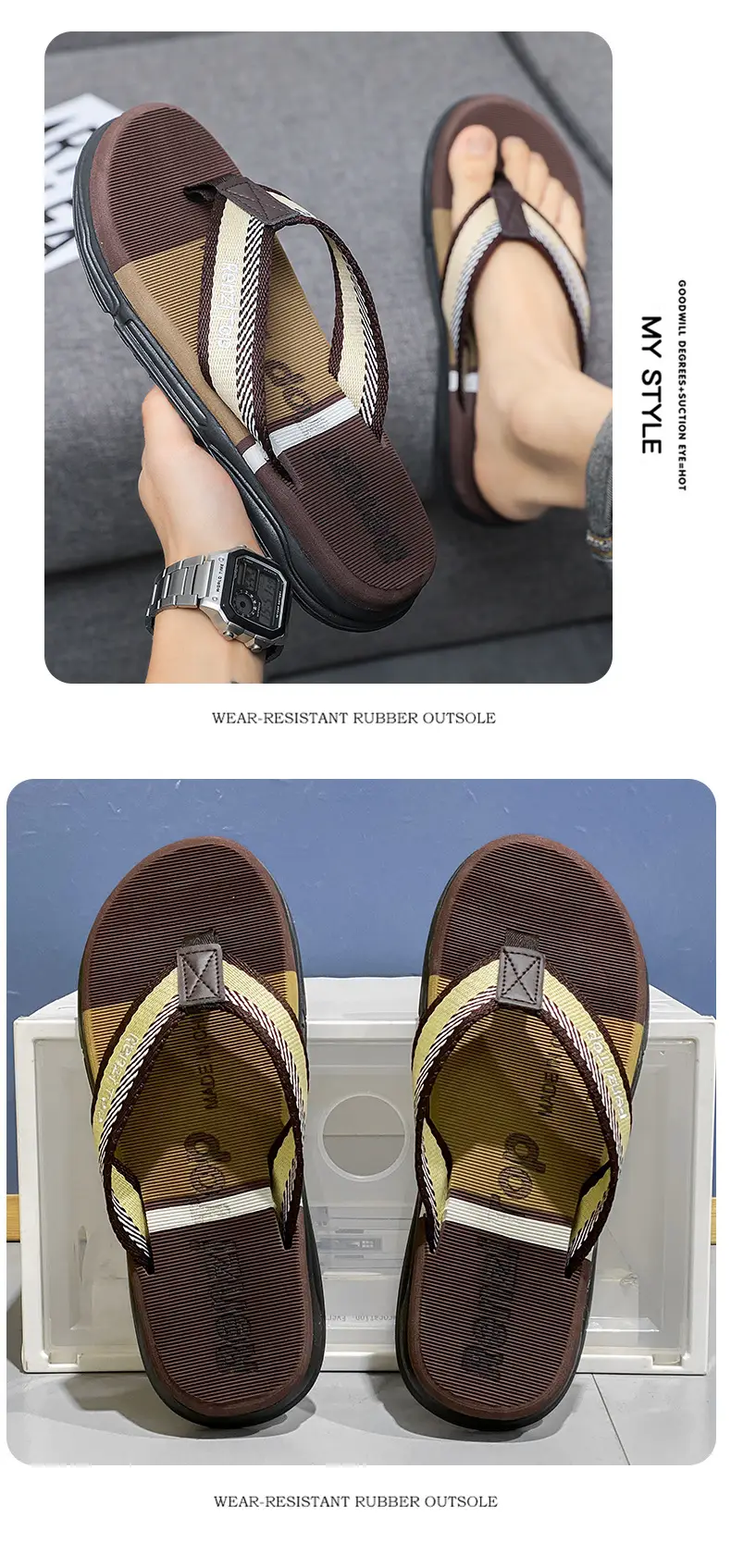 Summer men's flip-flops wholesale outdoor leisure beach sandals men's non-slip wear-resistant flip-flops — feature 14
