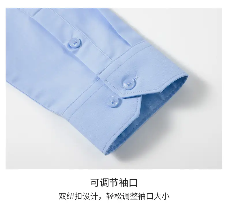 Three-Proof Grey Solid Color Men's Long Sleeve Shirt — feature 15