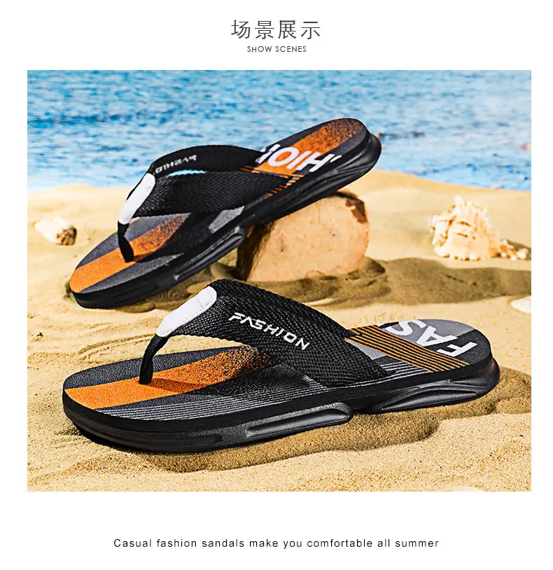 Men's New Arrival Black Orange Slip-On Sandals Vietnam — feature 16