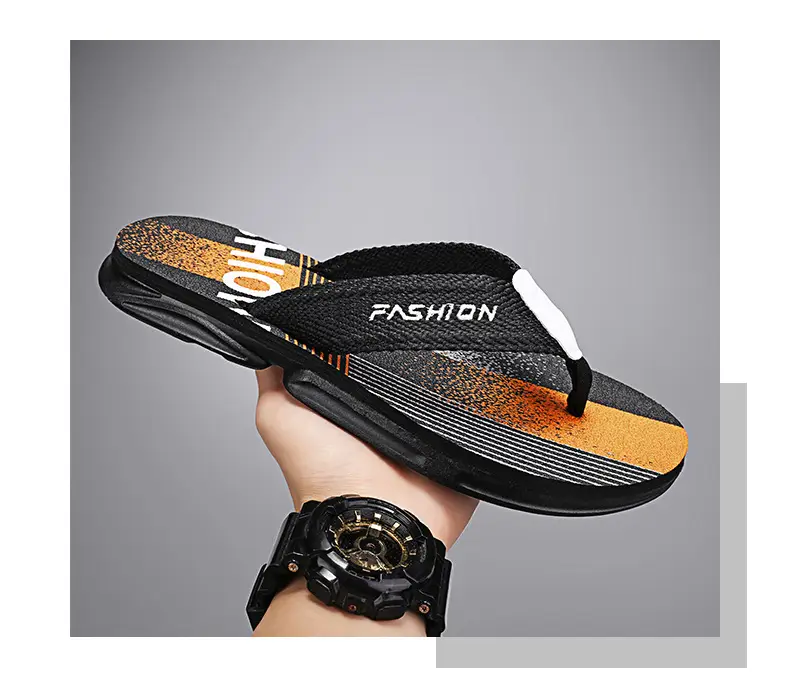 Men's New Arrival Black Orange Slip-On Sandals Vietnam — feature 17