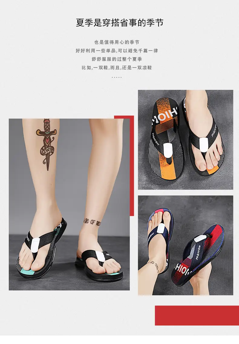 Men's New Arrival Black Orange Slip-On Sandals Vietnam — feature 2