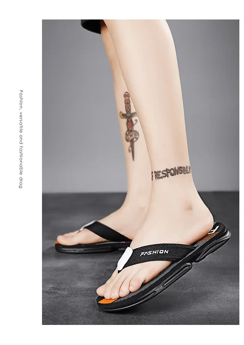 Men's New Arrival Black Orange Slip-On Sandals Vietnam — feature 8