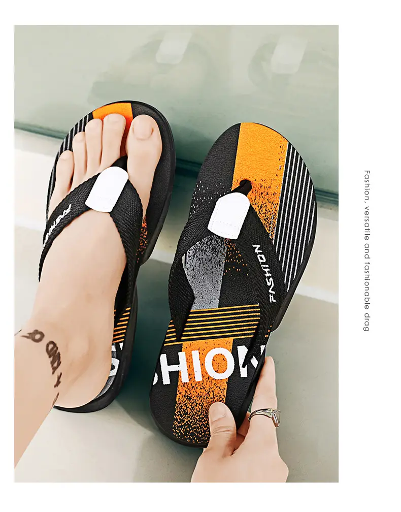 Men's New Arrival Black Orange Slip-On Sandals Vietnam — feature 9