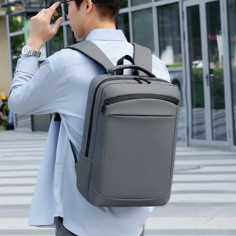Business Backpack High-grade Solid Color Large Capacity Backpack Commuter Laptop Men's Laptop Bag Cross-border