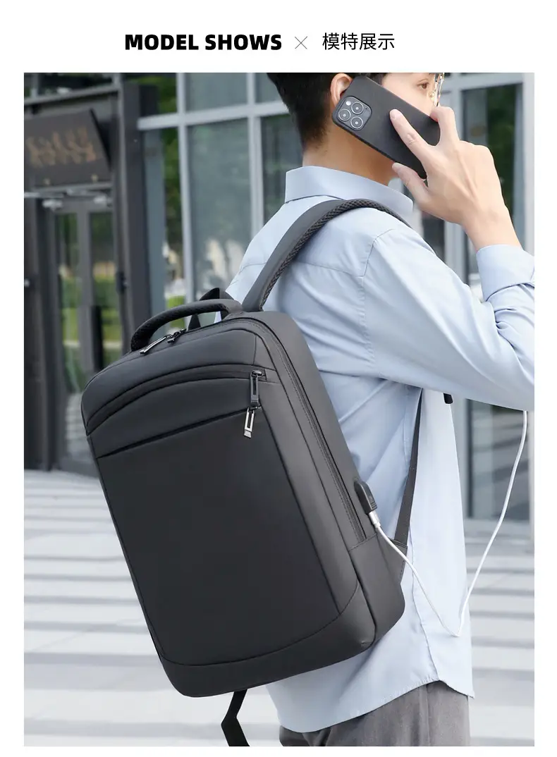 Business Backpack High-grade Solid Color Large Capacity Backpack Commuter Laptop Men's Laptop Bag Cross-border — feature 22
