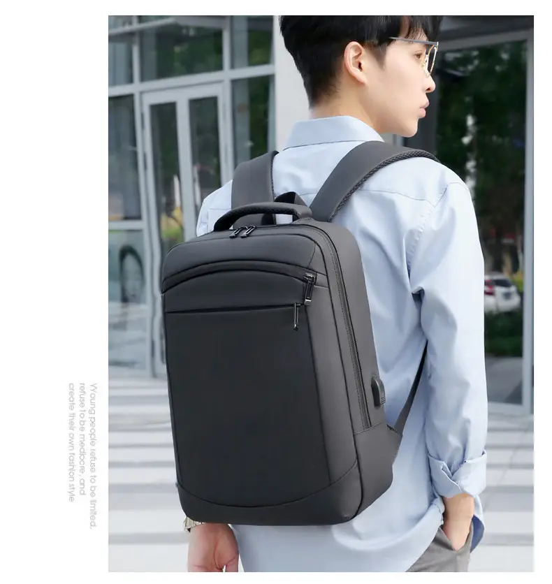 Business Backpack High-grade Solid Color Large Capacity Backpack Commuter Laptop Men's Laptop Bag Cross-border — feature 23