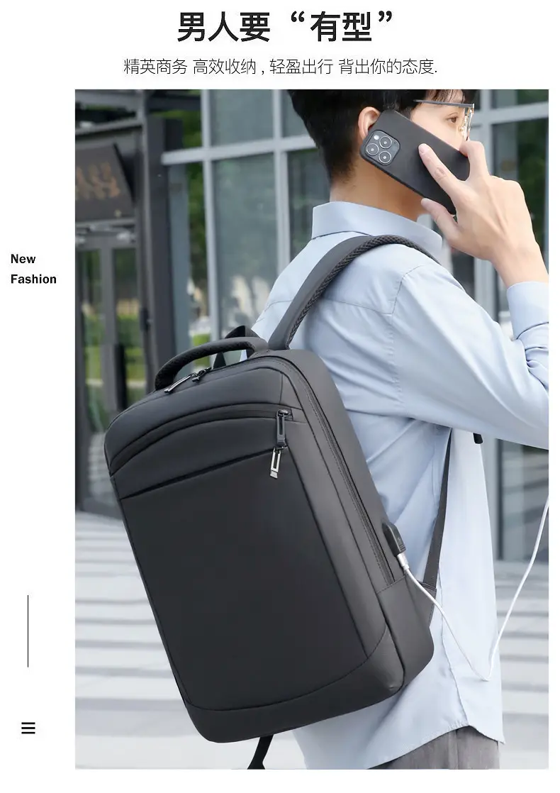 Business Backpack High-grade Solid Color Large Capacity Backpack Commuter Laptop Men's Laptop Bag Cross-border — feature 7