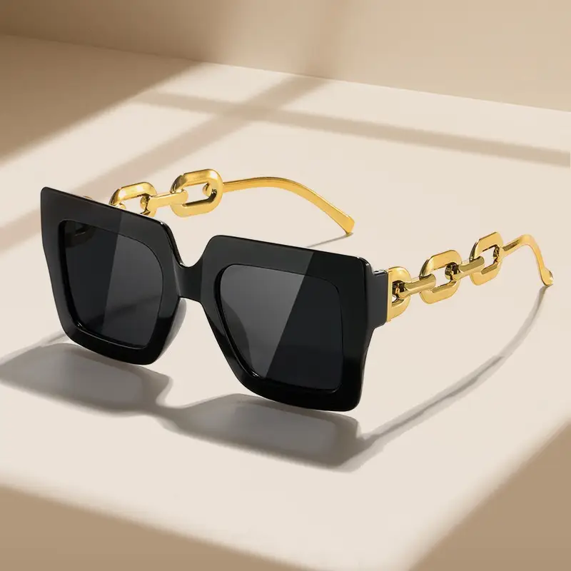 Women Light Pink UV Protection Sunglasses with Chain Design - Image 6
