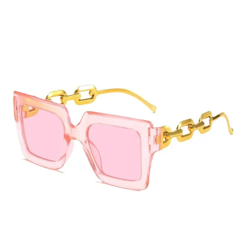 Women Light Pink UV Protection Sunglasses with Chain Design - Image 10
