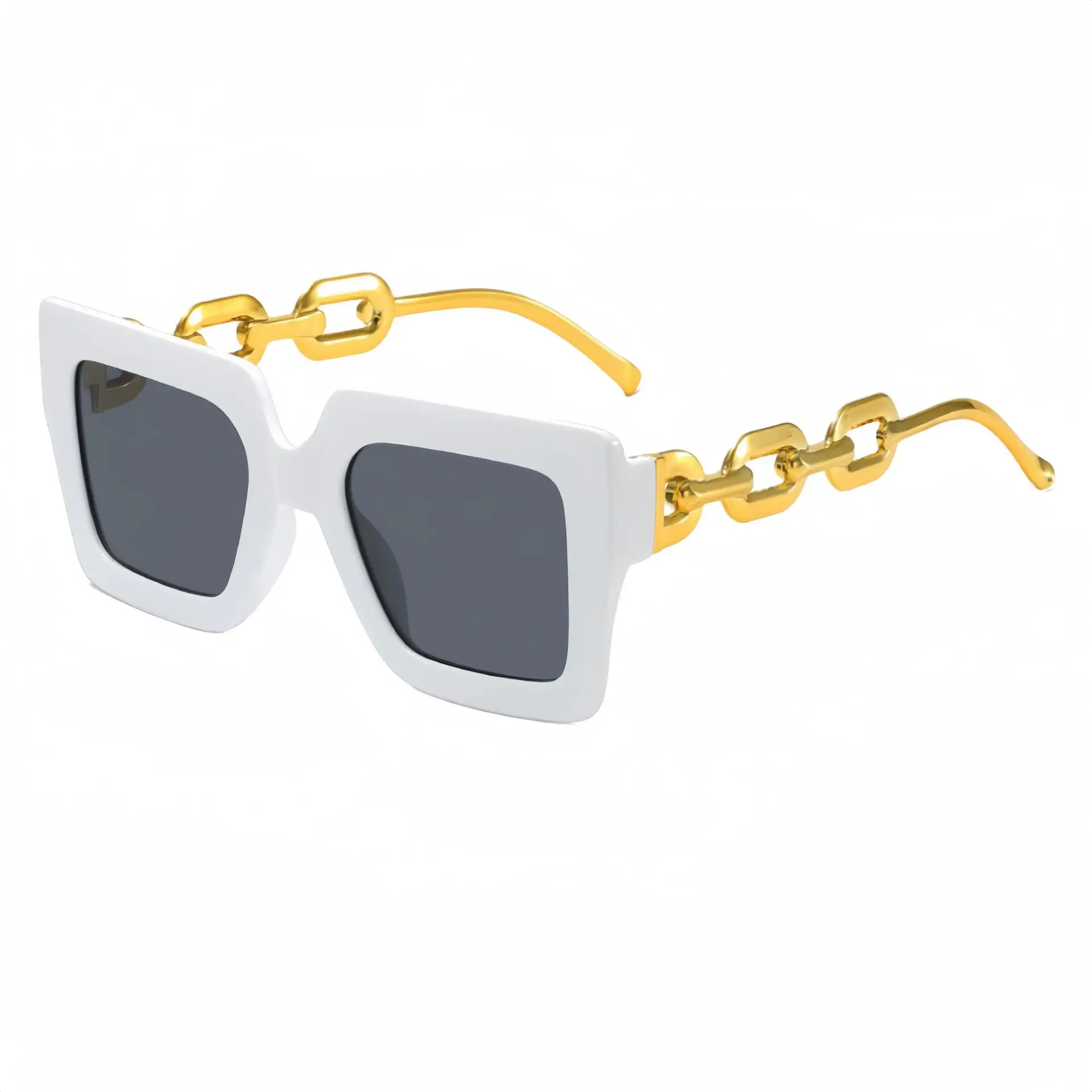 Women Light Pink UV Protection Sunglasses with Chain Design - Image 2