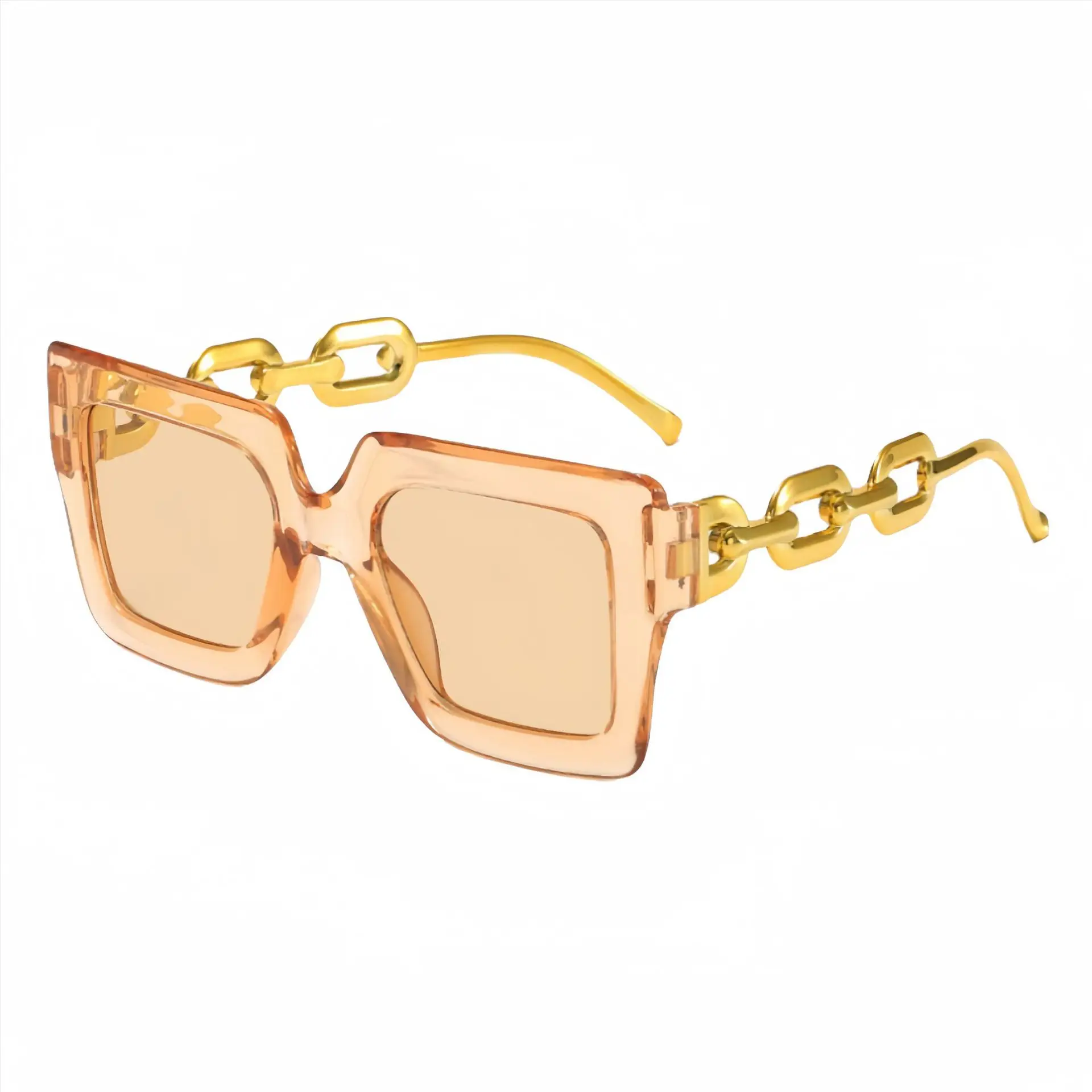 Women Light Pink UV Protection Sunglasses with Chain Design - Image 5