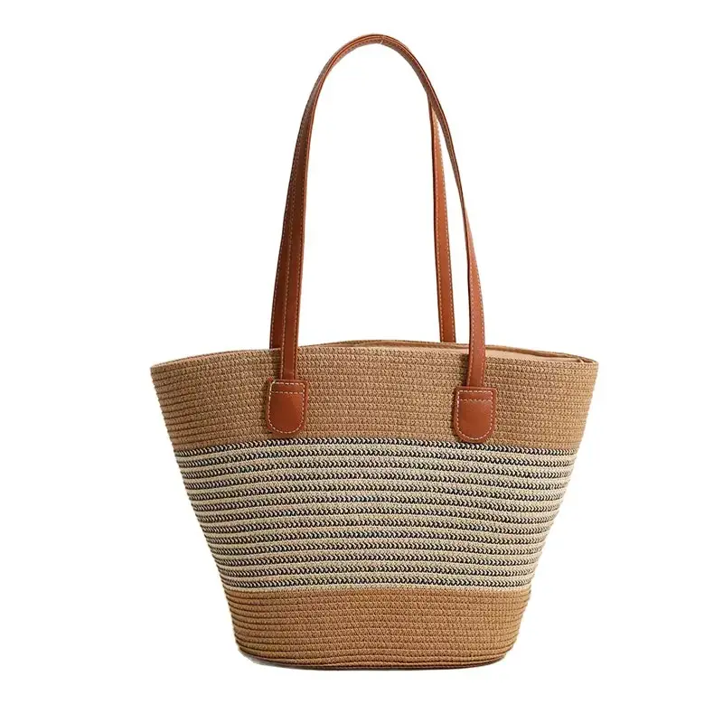 Women's Large Straw Tote Bag with One Shoulder Strap