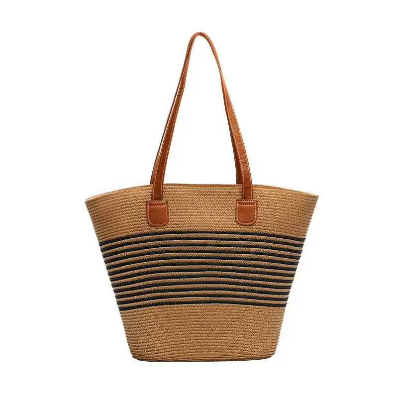 Women's Large Straw Tote Bag with One Shoulder Strap