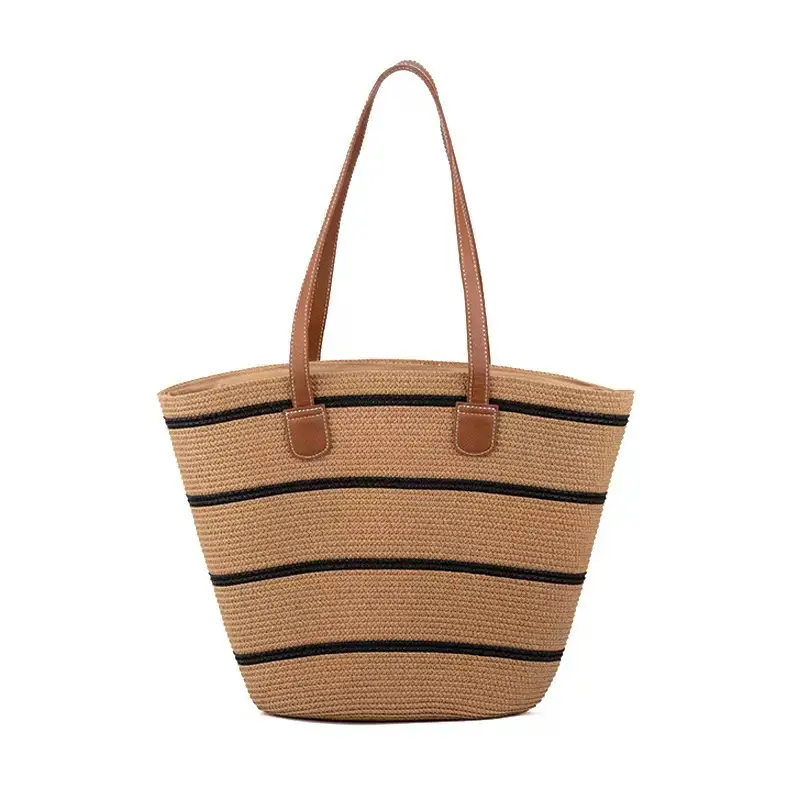 Women's Large Straw Tote Bag with One Shoulder Strap