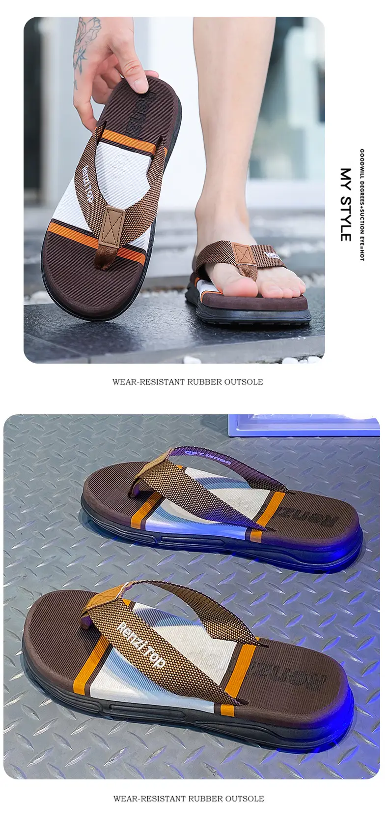 Fashion Trend Flip-Flops Men's Summer Non-slip Outer Wear Flip-flops Cross-border Explosion Wear-resistant Casual Beach Slippers — feature 14