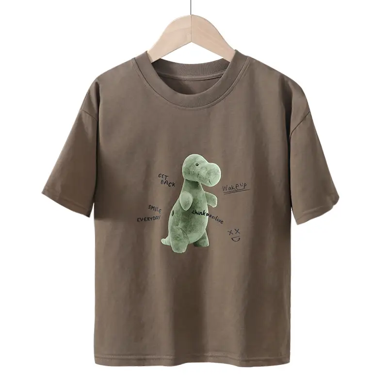 Boy's Green Bear Print T-Shirt White Cotton Summer Wear