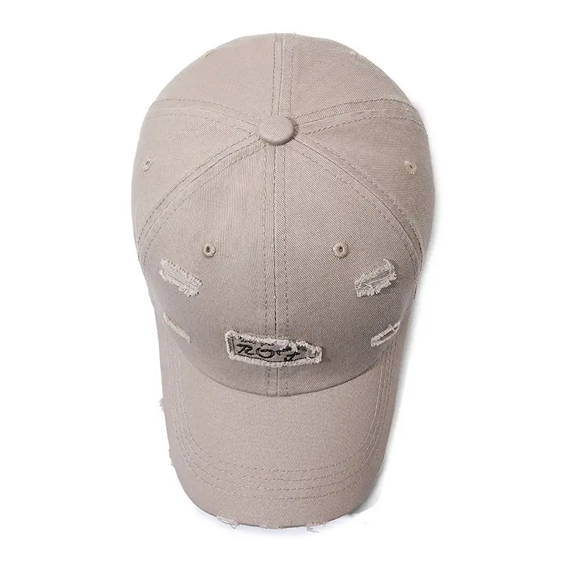 Women's Beige Letter Rhole Baseball Cap - Image 11