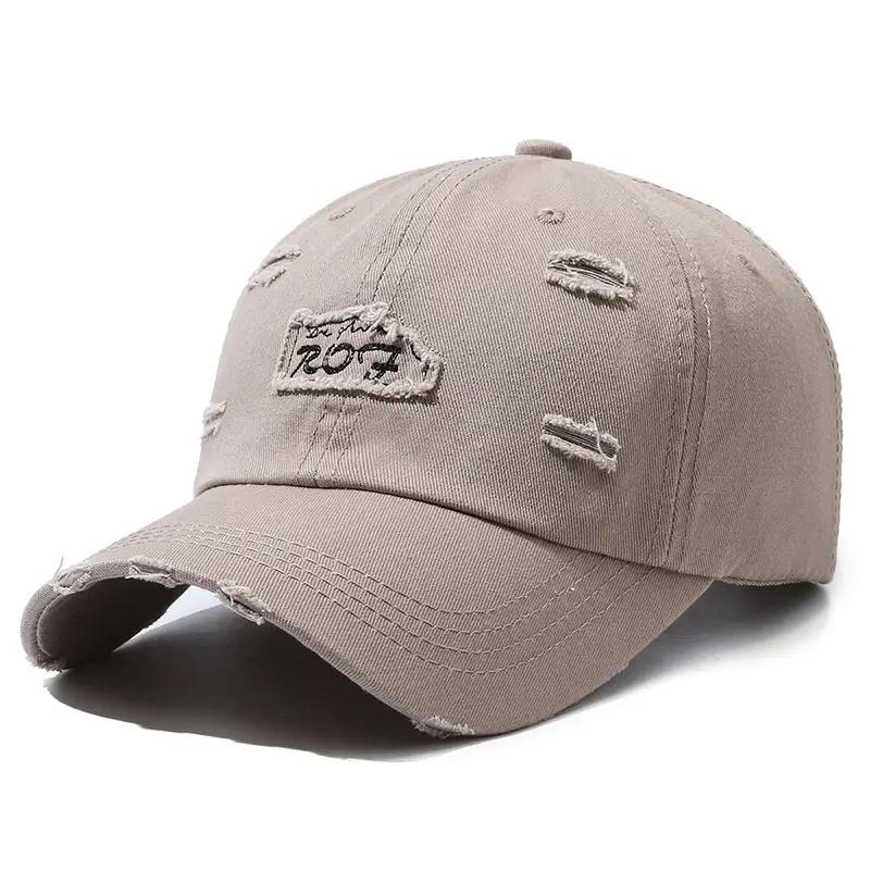 Women's Beige Letter Rhole Baseball Cap - Image 7
