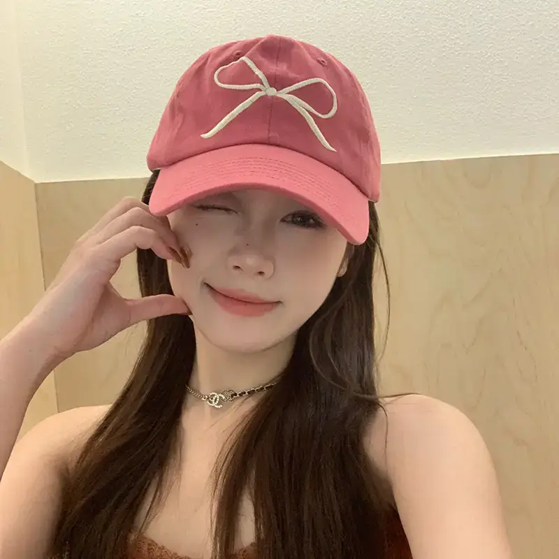Pink Bow Embroidered Baseball Cap for Girls - Image 6