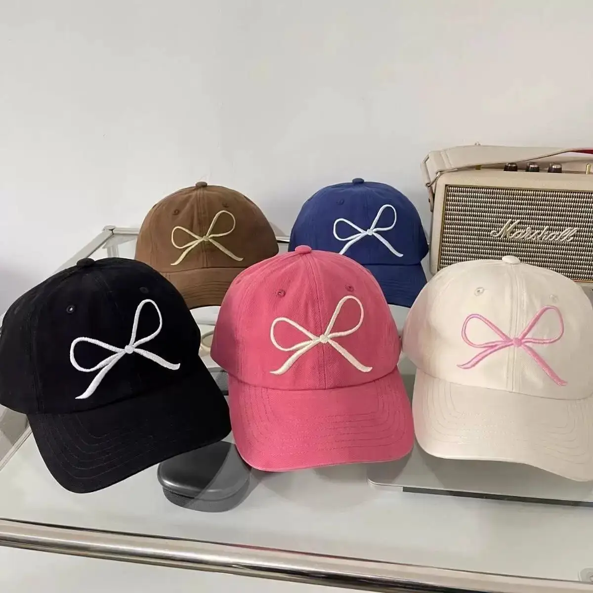 Pink Bow Embroidered Baseball Cap for Girls - Image 8