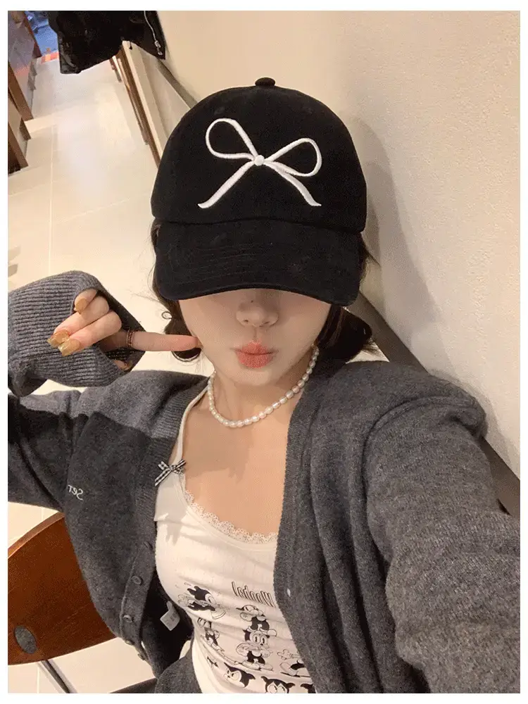 Pink Bow Embroidered Baseball Cap for Girls — feature 2