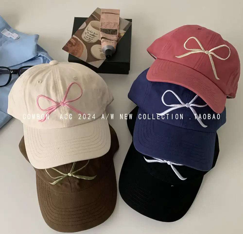 Pink Bow Embroidered Baseball Cap for Girls — feature 3