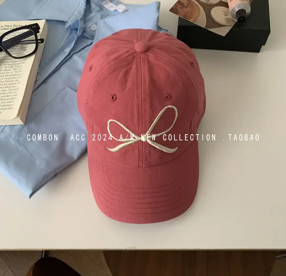 Pink Bow Embroidered Baseball Cap for Girls - Image 2