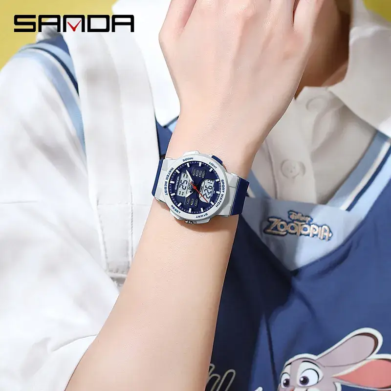 Sanda Pink Water Resistant Electronic Stopwatch Watch - Image 9