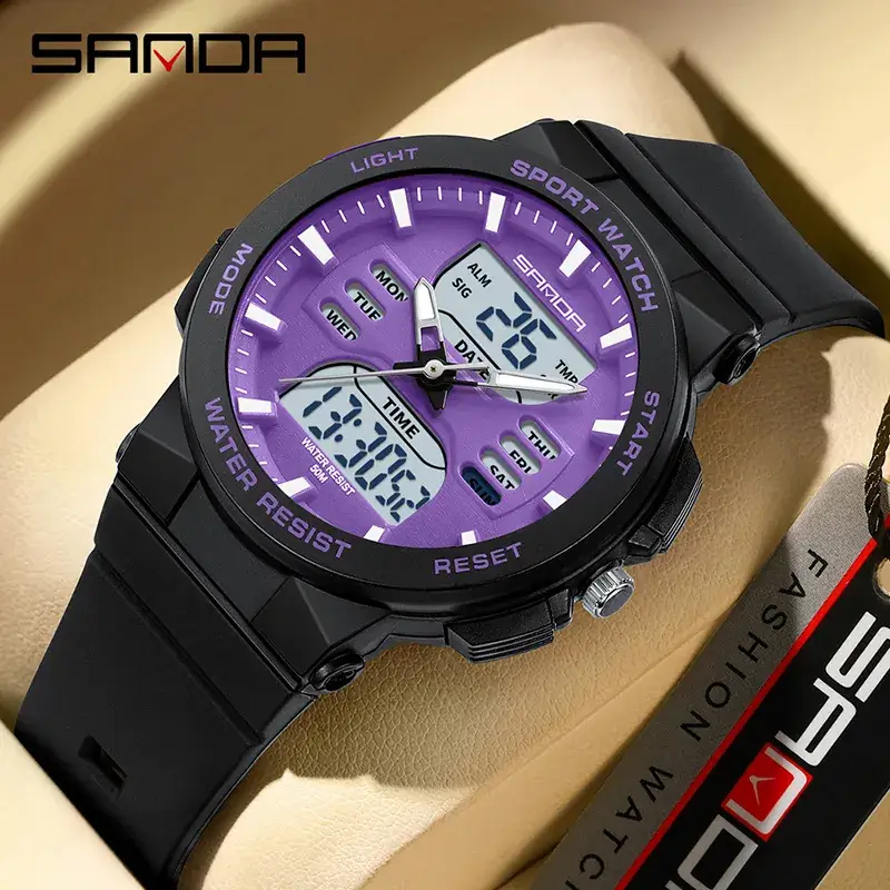 Sanda Pink Water Resistant Electronic Stopwatch Watch - Image 10