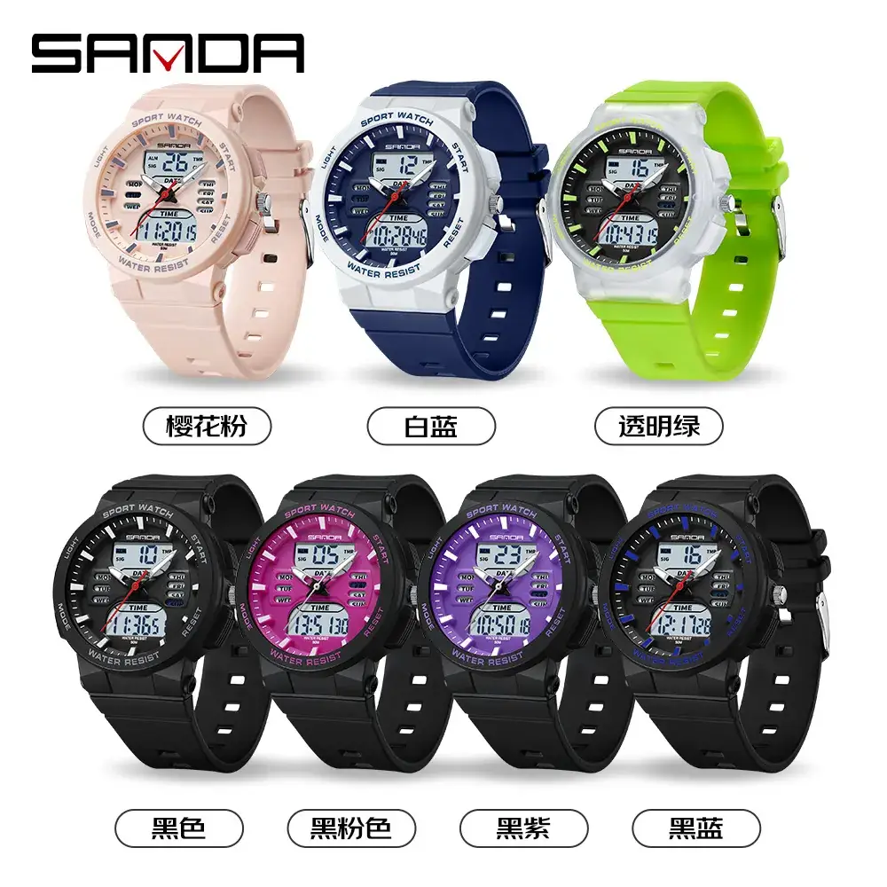 Sanda Pink Water Resistant Electronic Stopwatch Watch - Image 11