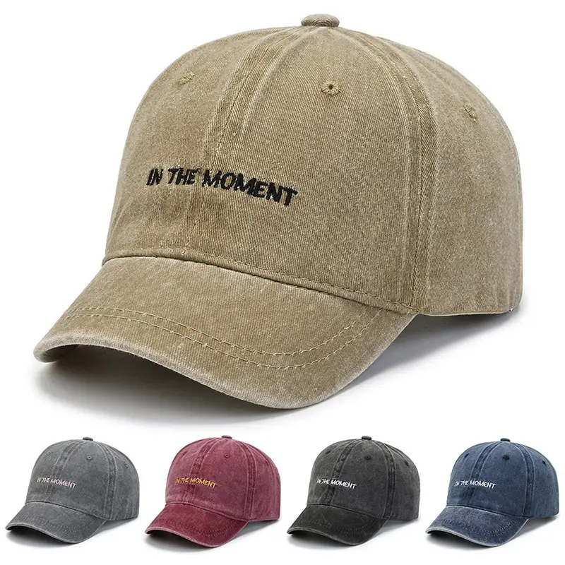 Women's Washed Baseball Cap Brown Short Bristle - Image 5