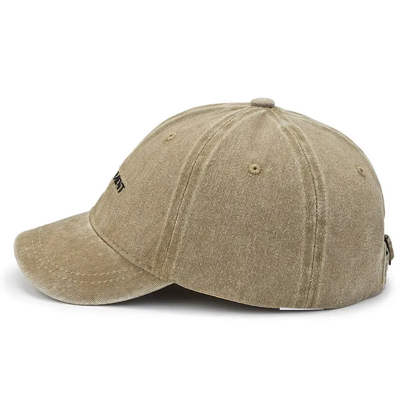 Women's Washed Baseball Cap Brown Short Bristle - Image 7