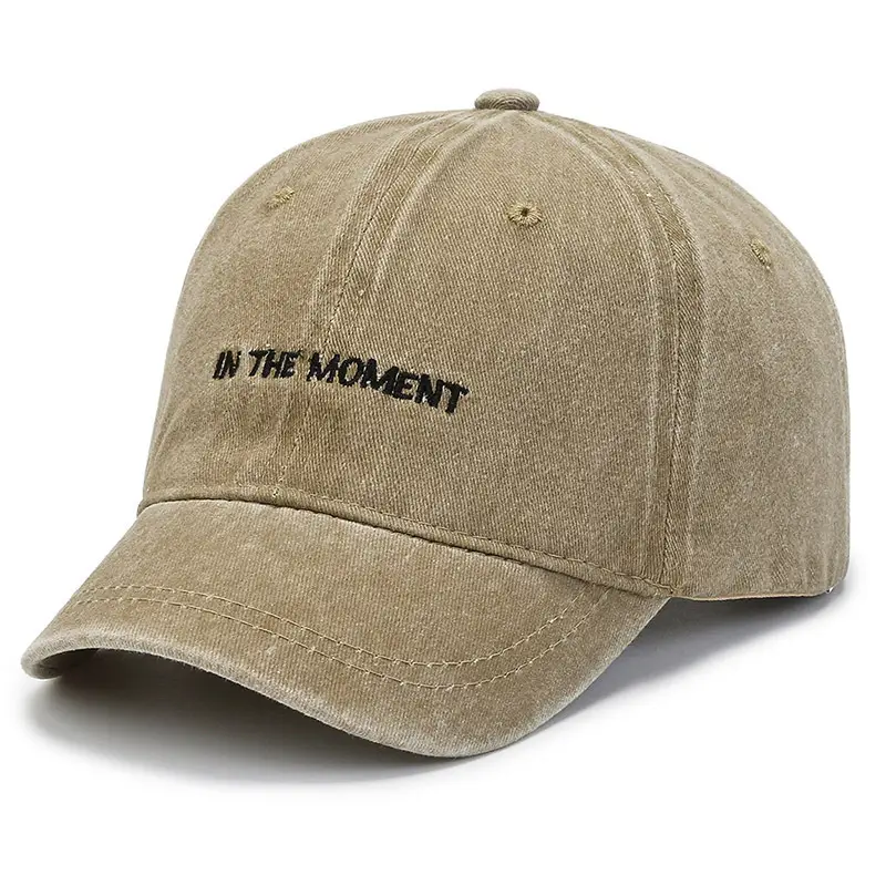 Women's Washed Baseball Cap Brown Short Bristle - Image 3