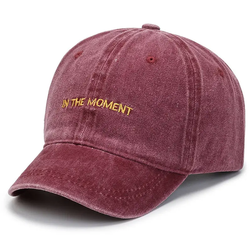 Women's Washed Baseball Cap Brown Short Bristle - Image 4