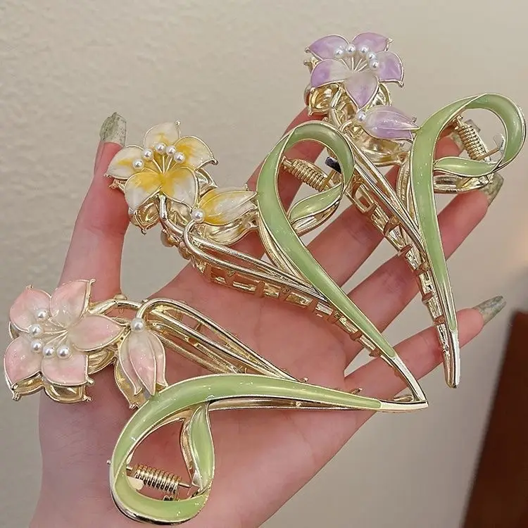 Spring Flower Hairpin for Women Sweet Green Gold - Image 22