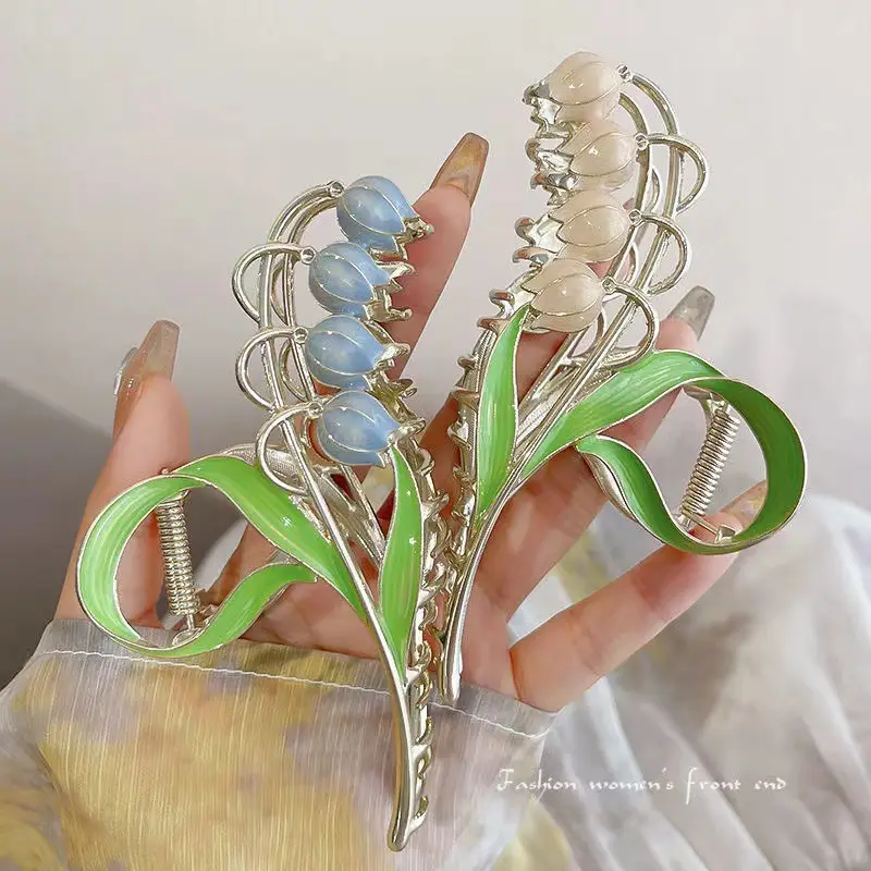 Spring Flower Hairpin for Women Sweet Green Gold - Image 23