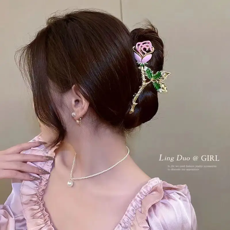 Spring Flower Hairpin for Women Sweet Green Gold — feature 1
