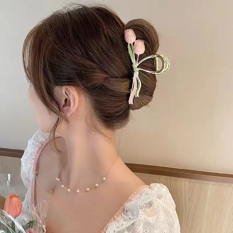 Spring Flower Hairpin for Women Sweet Green Gold — feature 11