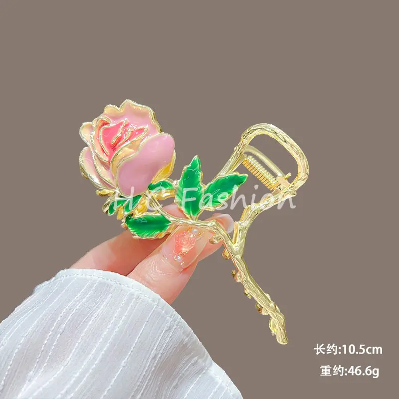 Spring Flower Hairpin for Women Sweet Green Gold — feature 12