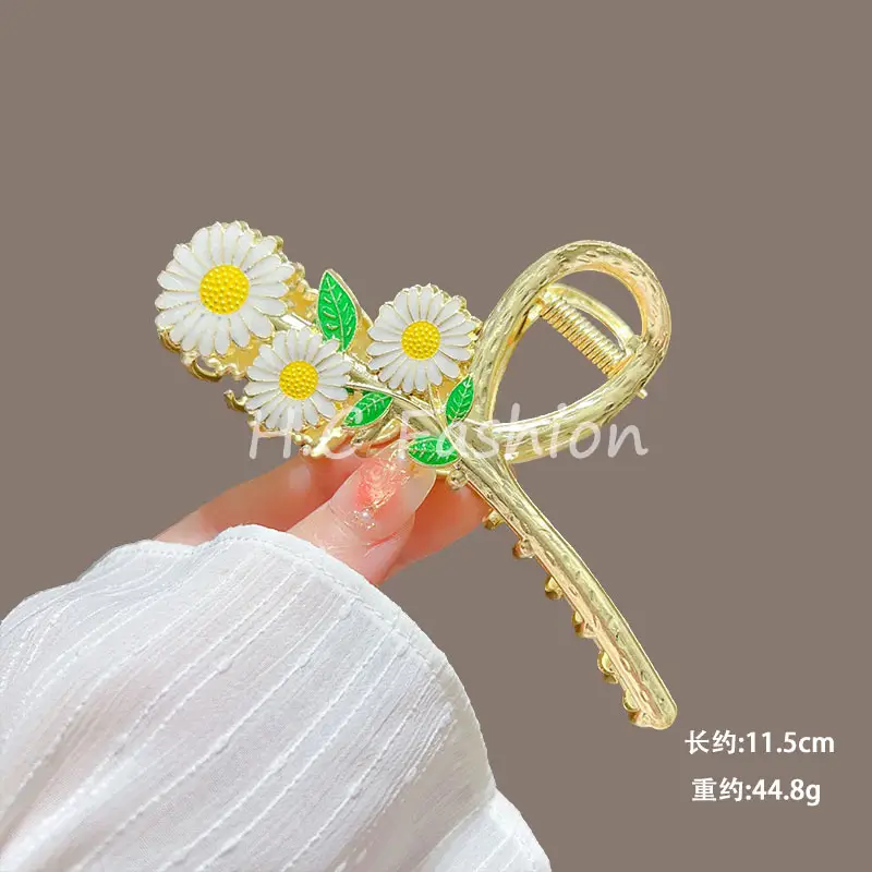 Spring Flower Hairpin for Women Sweet Green Gold — feature 13