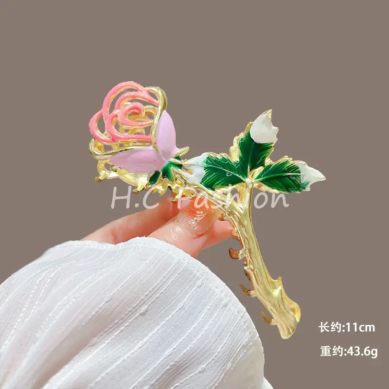 Spring Flower Hairpin for Women Sweet Green Gold — feature 16