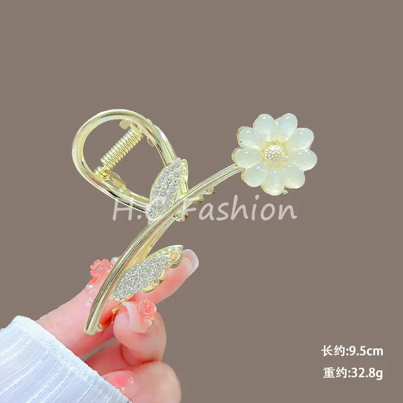 Spring Flower Hairpin for Women Sweet Green Gold — feature 20