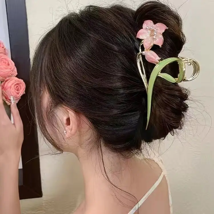 Spring Flower Hairpin for Women Sweet Green Gold — feature 4